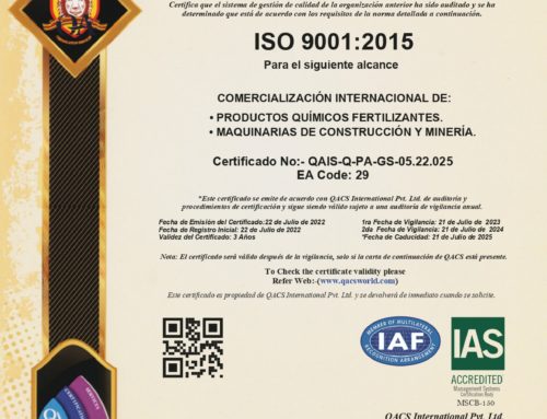 Somos una compañía certificada ISO 9001:2015